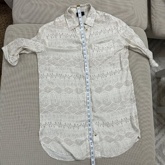 VICI Train of Thought Button Down Shirt - Cream and Brown Size Small Womens - Picture 9 of 11